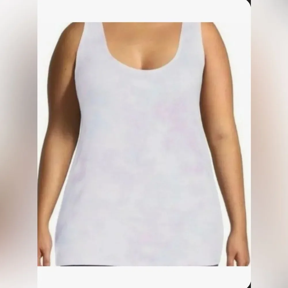Nwt Terra & Sky Tank Top Womens 0X 14 Light Purple Blue White Ribbed Knit shirt - Picture 3 of 9